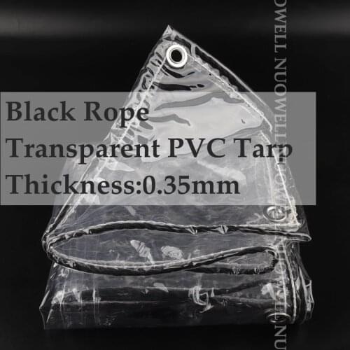 Customize Size 0.35mm Thicken Transparent PVC Tarpaulin Black Rope Rainproof Tarp Super-perspective Garden Plant Truck Cover