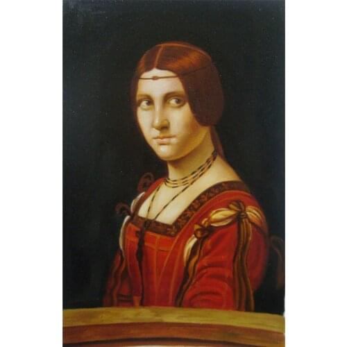 Portrait oil painting La Belle Ferronniere Leonardo Da Vinci art reproduction Hand painted canvas painting decor