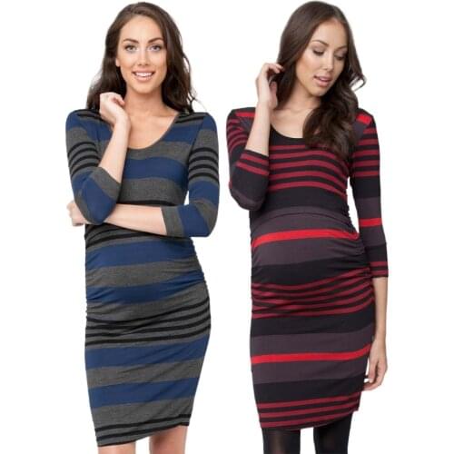 Casual Womens Pregnant Maternity Clothes Nursing Stried Dress Women Maternity Pregnancy Breastfeeding Dress Maternity Clothes