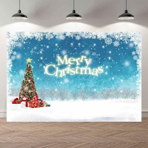 Seekpro Photography Background Merry Christmas Happy New Year Party Cartoon Snow Forest wood house Backdrop Photo Photocall