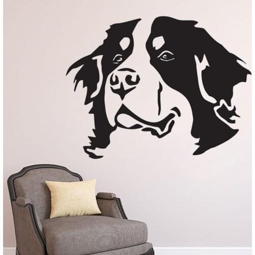 Switzerland Wall Decals Tri Mishki Switzerland Bernese Mountain Dog Head Wall Sticker Decal Mural Vinyl Removable Ru-368