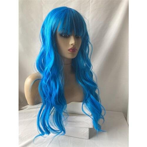 Synthetic Lace Front Wig With Bang Deep Part Long Wavy Wigs Cosplay Wigs Synthetic Lace Wig for Black Women