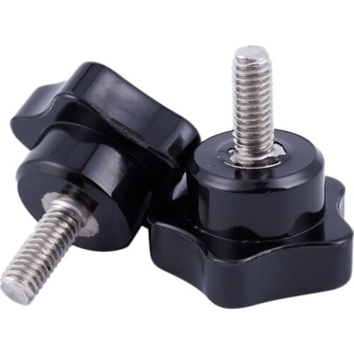 GTBL M6 x 15mm Male Thread Screw Star Head Locking Screw Handle Black 2 Pcs