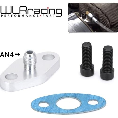 WLR - Turbo Oil Feed Inlet Flange Gasket Adapter Kit 4AN 4 AN Fitting T3 T3/T4 T04 WLR-OFG31