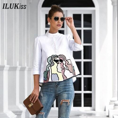 2021 Fashion Half Sleeve Shirt Women Blouse Spring Summer White Embroidered Top Casual Ladies Shirts And Blouses Elegant Fall