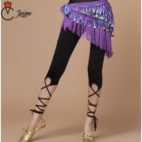 Belly dancing pants Promotion Belly Dancer Practice Clothes Women Bandage Pants Black Dance Leggings Tights belly dance trousers