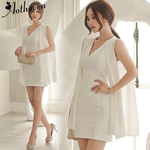 2019 Autumn Chiffon Patchwork Sexy Party Dresses White Sleeveless V Neck Women Office Dress Bandage Lady Bodycon Dress Vestidos