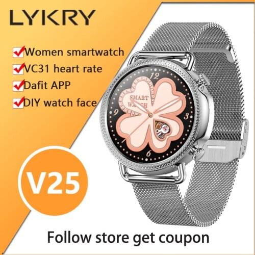 LYKRY V25 Smart Watch Women 1.28 inch Screen IP67 Waterproof VC31 Heart Rate Body Temperature Watches DIY Watch Face PK S02 S03