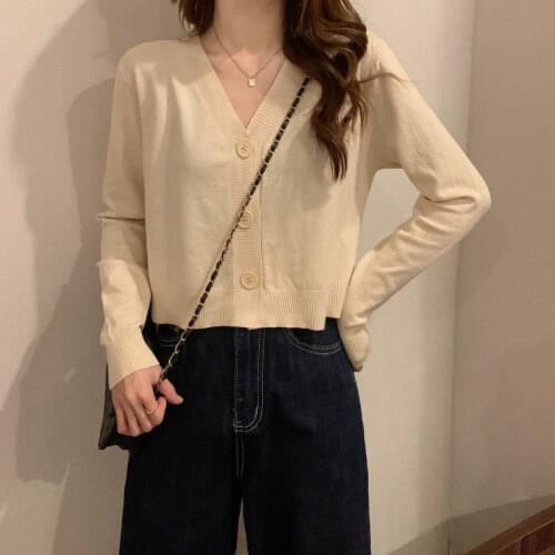 Woman Sweaters Pullover Autumn and Winter 2021 Loose V Cardigan Coat Womens Sweater Black Long Sleeve Top Femme Chandails