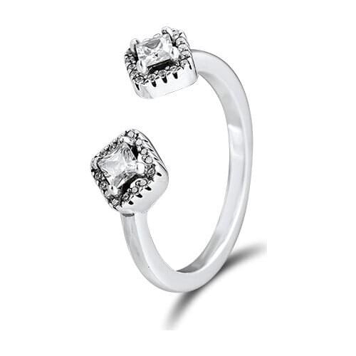 Genuine 925 Sterling Silver Geometric Shapes Ring Wedding Engagement Rings for Women Stackable Jewelry anillos mujer