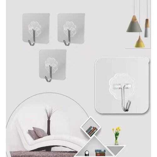 1PC Strong Self Adhesive Door Wall Hook Hanger Suction for Kitchen Storage Garlands Towel Hanging Hooks For Bathroom