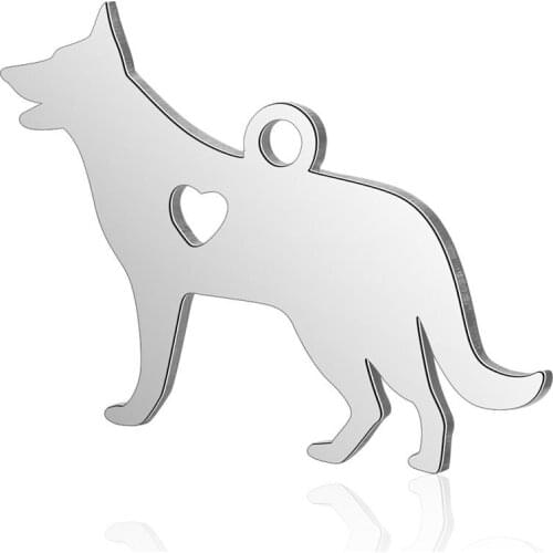 10pcs/lot 15*24mm Stainless Steel Wolf Heart Pendant Bracelet Charm DIY Crafting Jewelry Making Handicraft Accessories