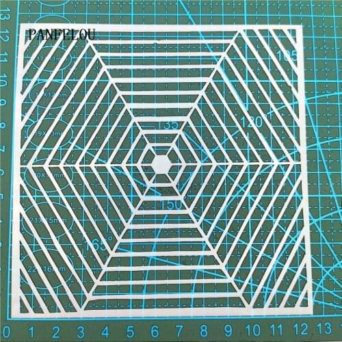 13*13cm Diamond maze scrapbook stencils spray plastic mold shield DIY cake hollow Embellishment printing lace ruler valentine
