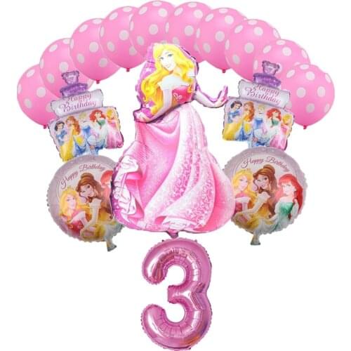 16pcs/lot Princess Balloons Globos 32inch Number Baby Shower Foil Ballons Birthday Party Decorations Kids Toys Girl Globos
