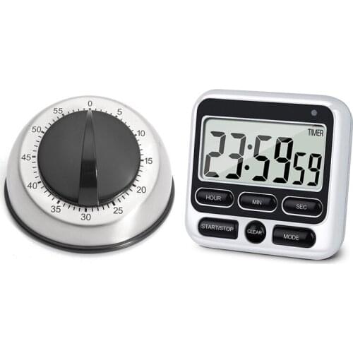 2 Pcs Kitchen Timer 60-Minutes Countdown Mechanical Wind Up Alarm Clock Home Kitchen Cooking Tools Kitchen