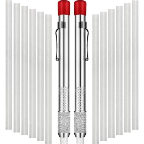 2 Pcs Soapstone Holders Round Soapstone Marker Soapstone Pen with 12 Pcs Refills for Welding Tools and Markers Removable