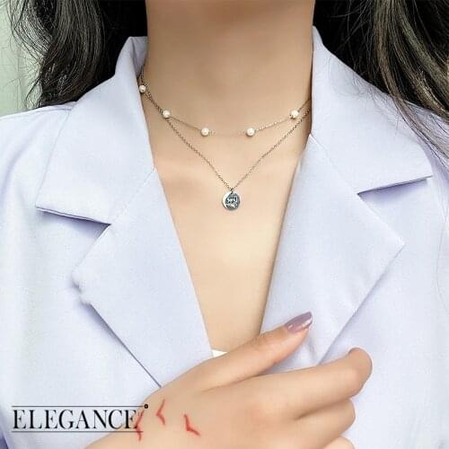 2020 New Metal Necklace Female Tide Niche Design Sense Clavicle Chain Double Layer Real Shell Beads Short Simple Neck Chain