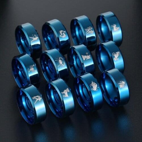 2021 Twelve Constellation Mens and Womens Stainless Steel Rings Aries Taurus Virgo Libra Scorpio Sagittarius 12 Horoscope Ring