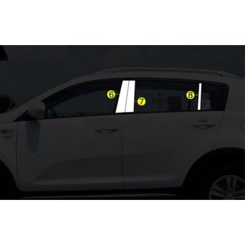 6 PCs/set Stainless Steel central pillar Trim Window Decoration Moldings B C fit for Kia Sportage R 2011 2012 2013 2014 2015