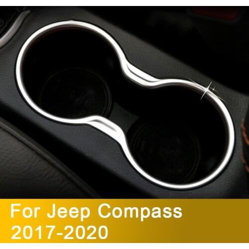ABS Chrome Water Cup Holder Frame Cover Trim Fit For Jeep Compass 2017 2018 2019 2020 Interior Protector accessories