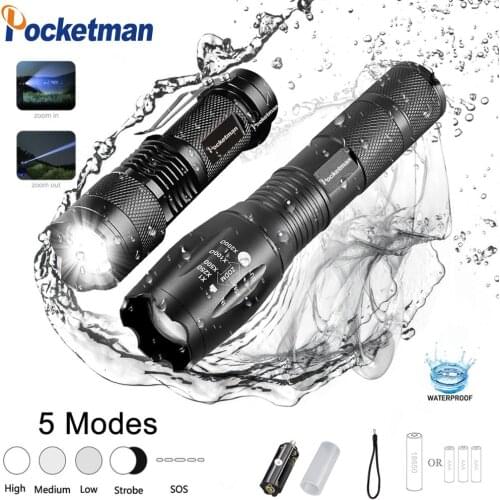 Promotion!LED Tactical Flashlight Q5 4000LM + 6000LM LED Flashlight T6 Zoomable Linternas LED Torch Ultra Bright Light