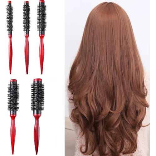 Anti Static Hair Comb Boar Bristle Rolling Brush Round Barrel Blowing Curling DIY Hairdressing Styling Tool Hair Curly Comb
