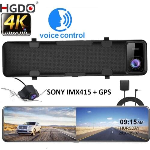 HGDO D466 12" Car DVR 4K 3840*2160P Dash Cam Sony IMX415 Rear View Mirror GPS Camera Car Camera Video Recorder Parking Monitor