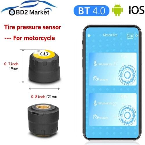 TPMS Motorcycle Bluetooth Tire Pressure Monitoring System 2 External Sensors for Motorcycle BLE TPMS