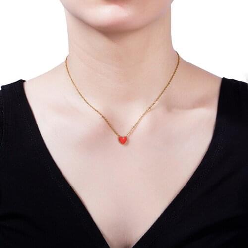 New Lucky Stainless Steel Heart Necklace Pendant Sexy Clavicle Chain Japanese and Korean Elegant Jewelry Neckline Accessories