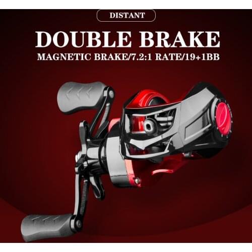 Double Brake Baitcasting Reel Fishing reel 18 BB 6.3:1 Water Drop Wheel Bait Casting Lure Reel Carretilha Peche Rod Combo