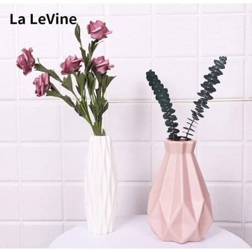 Personality Long Tube Vase Origami Flower Pot Container Plastic Decoration Solid Color Anti-fall Flower Vase Home Decor
