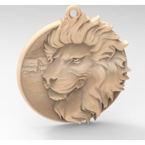 Lion Pendant 3D model for cnc or 3D printers in STL file format