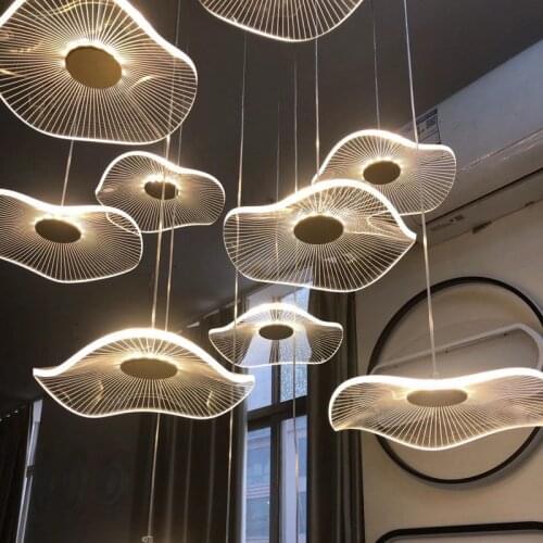 Nordic chandelier Leaf lotus chandelier of petals restaurant creative living room bedroom hotel lobby villa stair acrylic light