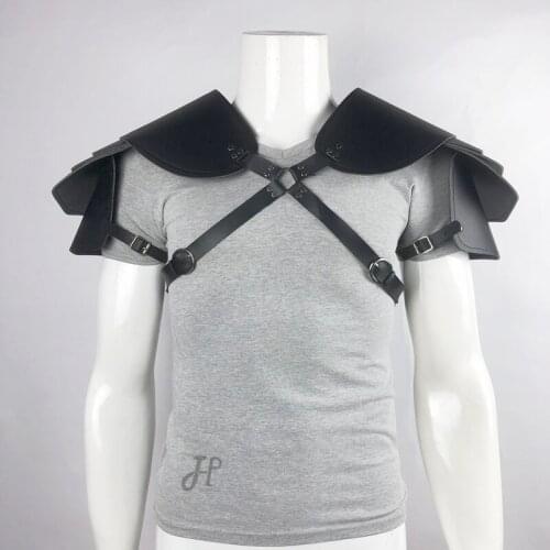 Harness Mens Fetish Gay Steampunk Gothic PU Leather Double Shoulder Armors Body Chest Harness Belt for Party Cosplay Halloween