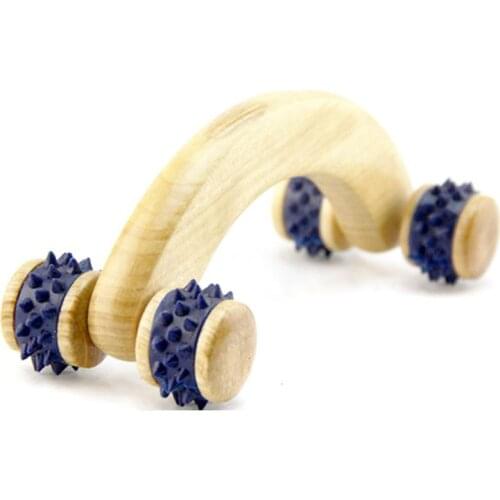 New natural wooden massager curved round body roller massager hands push bent round thin roller massager abdomen