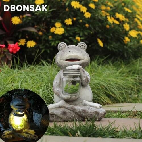 Outdoor Solar Frog Sculpture Resin Frog Animal Statue Garden Courtyard Home Decoration Villa Gardening Landscape Ornaments