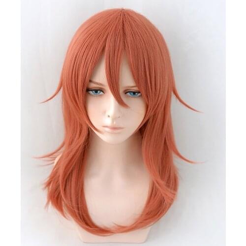 Chainsaw Man Cosplay Angel Devil 50cm Long Wig Christmas Dark Orange Color Wig Cosplay Anime Wigs Heat Resistant Synthetic Wigs