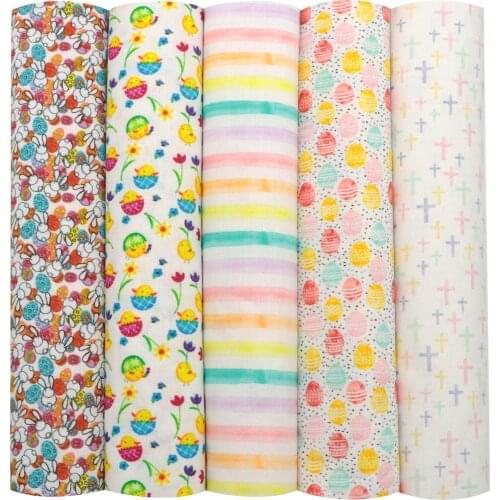 Easter Bunny Rabbit Cross Polyester Cotton Fabric Patchwork Tissue Sewing Quilting Fabrics Needlework Material DIY,c15323