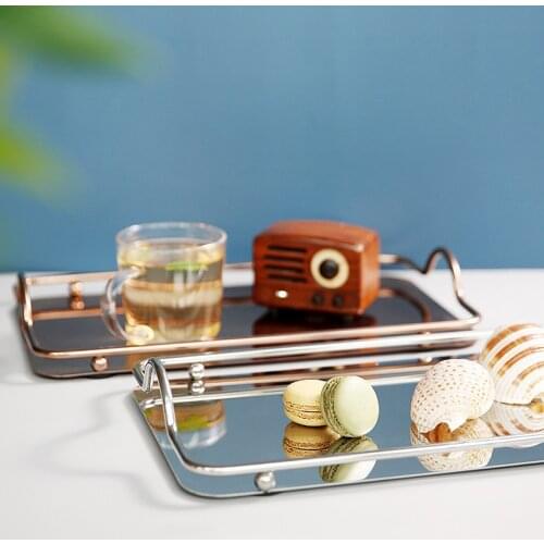 Nordic Style Stainless Steel Tray Luxuly Restaurant Serving Water Ware Tea Set Storage Plates Metal Jewelry Tray Home Decoration