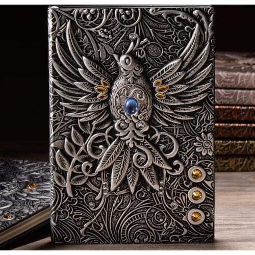 Popular 3D Diary Notebook Vintage Phoenix Printing Embossed Travel Journal Handbook