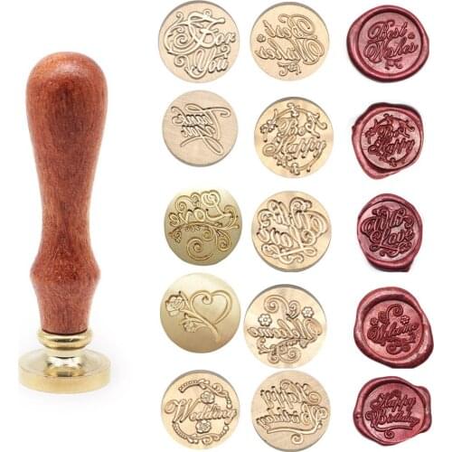 Retro Plant Wooden Sealing Wax Seal Happy BirthdayStamp for Decorative Stamp Craft Wedding Invitation Gift Cards Sealing Stamp