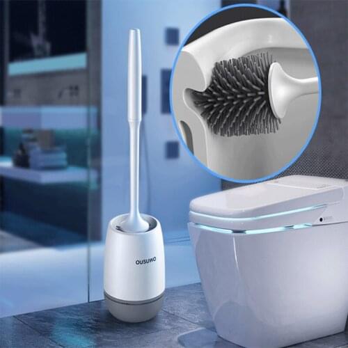 Rubber Toilet Brush With Holder Cleaning Brush For Toilet Wall Hanging Household Floor Cleaning Bathroom Accessories