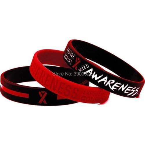 1pc Red Awareness Line silicone wristband bracelet free shipping