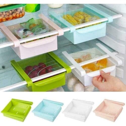 Kitchen refrigerator storage box storage rack mini ABS sliding refrigerator freezer space saving organization storage rack