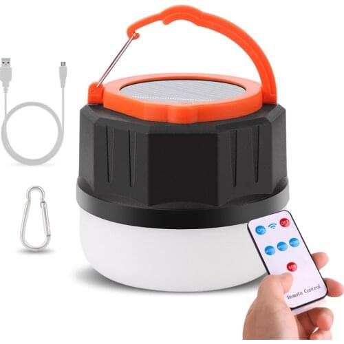LED Camping Light Portable Lighting Remote Control Solar Camping Lantern Rechargeable Lamp Waterproof Outdoor Hiking Fishing