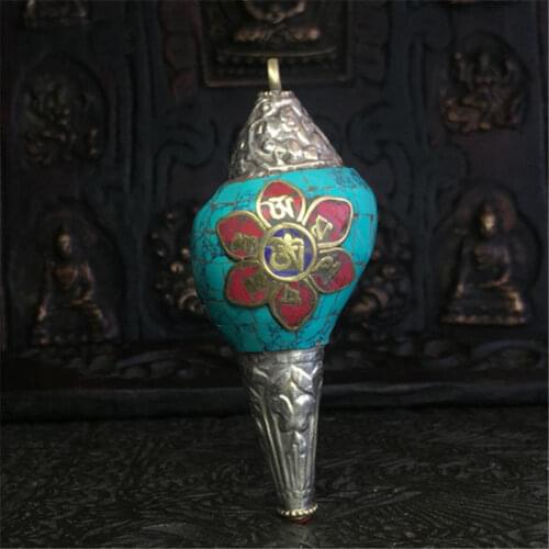 TBC846 Tibet Sea Snail Crafts Tibetan Buddhist Handicrafts OM Amulet Pendants for Man
