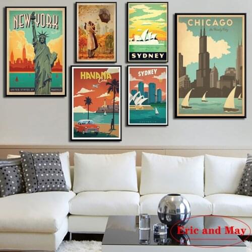 New York Netherlands Amsterdam France Vintage Travel Cities Landscape Posters And Prints Wall Pictures For Living Room Obrazy