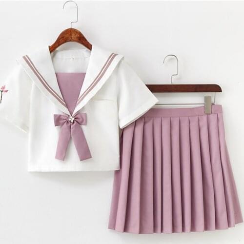 Japanese Pink JK Uniforms Sailor Suit College Middle Schoolgirl School Uniforms Anime Cospaly Students Clothing S-2XL B70293AD