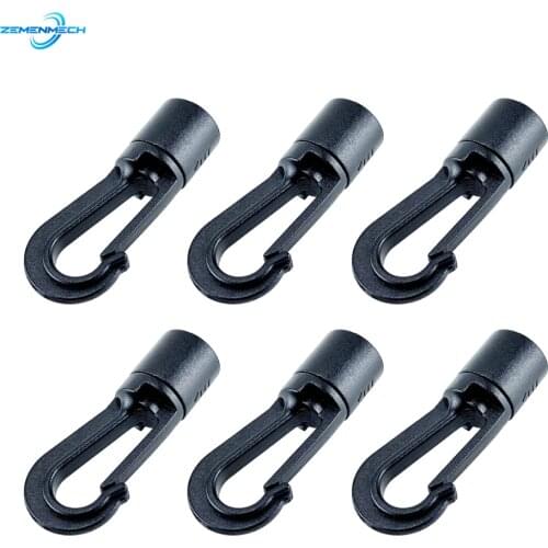 6PCS Plastic Snap Hook Buckle Bungee Shock Tie Cord Ends Lock For Outdoor Camp Clothesline Elastic Rope Hook Marine Accessories