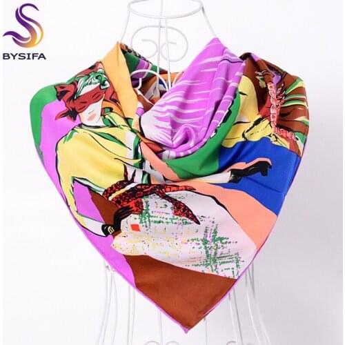 [BYSIFA] Brand Ladies Violet Square Scarf Shawl 2017 Spring Winter Women Large Square Scarves Head Scarf Fashion Accessories